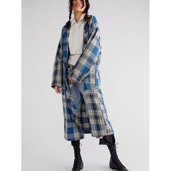 New Free People x We The Free Plaid It Duster Size S